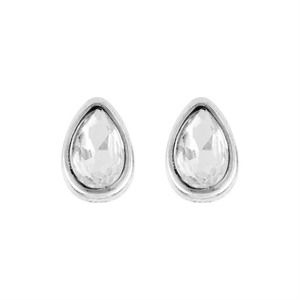Dainty Silver Clear Tear Drop Stud Earrings